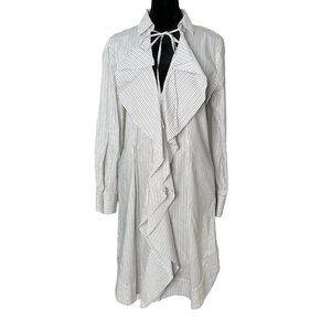 Dorothee Schumacher Size XS 1 Shirt Dress Striped Ruffle Pinstripe Ruffle Front